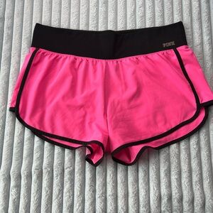 PINK Victoria's Secret Hot Pink and Black Athletic Shorts